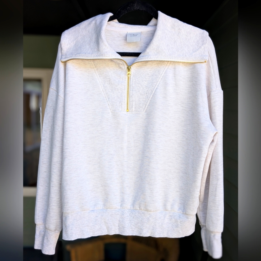 NWOT Varley Catherine Half Zip Sweater Doublesoft Sz M Ivory